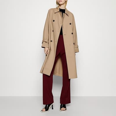 Beige Canida Wool Blend Trench Coat