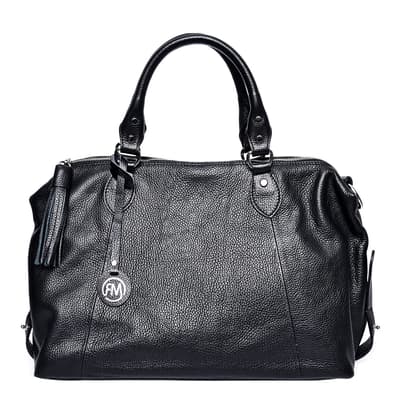 Black Italian Leather Top Handle Bag