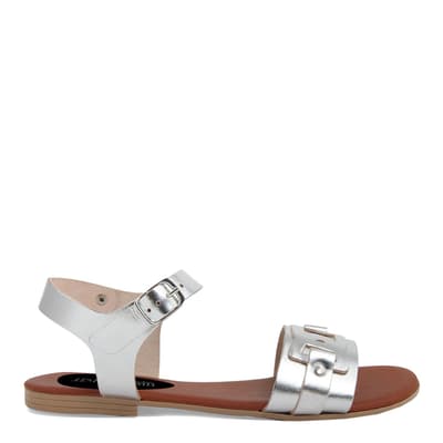 Silver Leather Detailed Flat Sandals