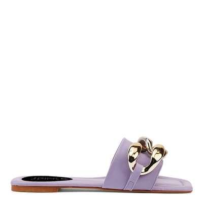 Lilac Chain Detail Slip On Flat Sandals