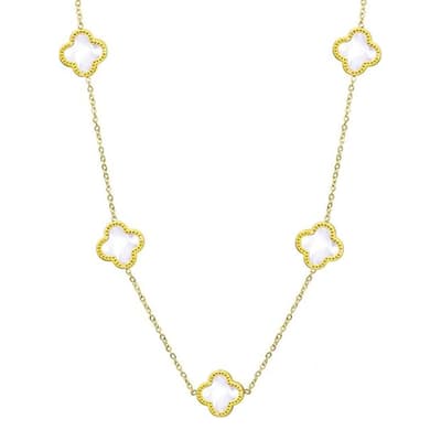 Women's 18K Gold Multi Motif Mother Of Pearl Gemstone Necklace