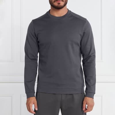 Dark Grey Cotton Blend Sweatshirt