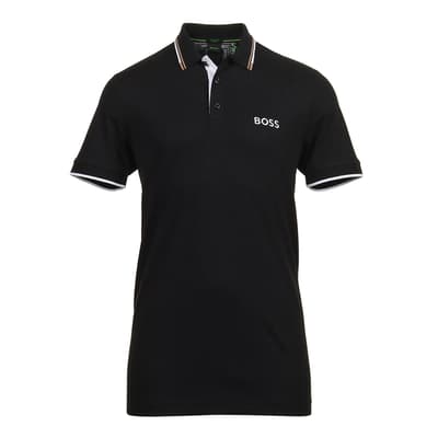 Black Cotton Blend Polo Shirt