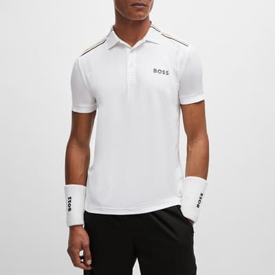 White Stripe Detail Polo Shirt