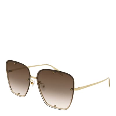 Women's Alexander McQueen Gold Sunglasses 63mm