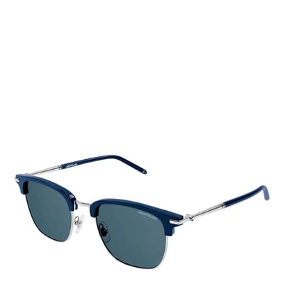 Men's Mont Blanc Blue/ Silver Sunglasses 50mm