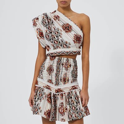 Brown and Red Printed Dress