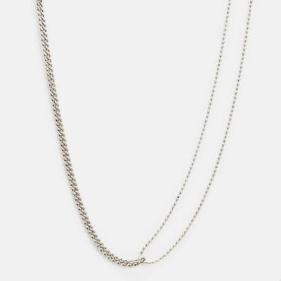 Silver Cai Curb Mix Necklace