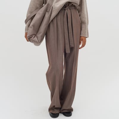 Brown Naxa Wool Blend Trousers