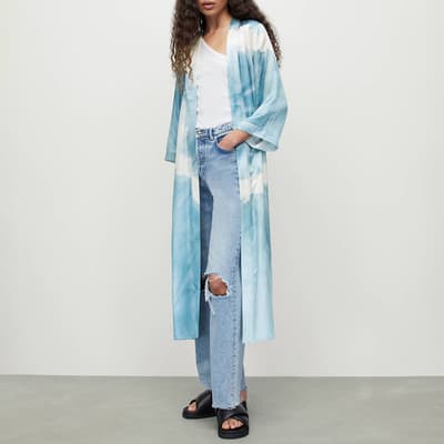 Blue Carine Mariana Silk Blend Kimono