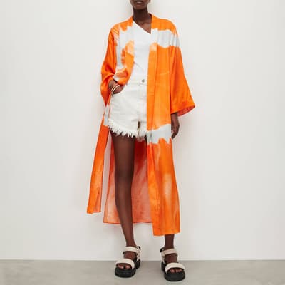 Orange Carine Mariana Silk Blend Kimono