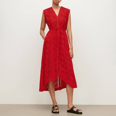 Red Tate Cotton Broderie Dress