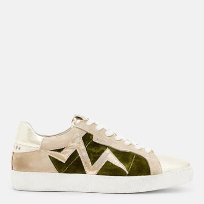 Beige Sheer Bolt Leather Blend Trainers