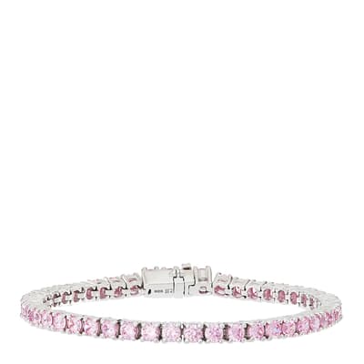 Silver Tennis Bracelet with Light Pink Stones