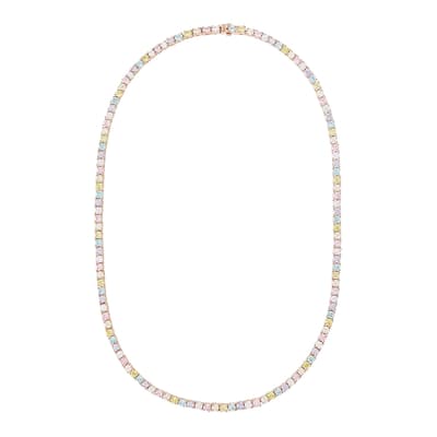 Rose Gold Pastel Rainbow Tennis Necklace