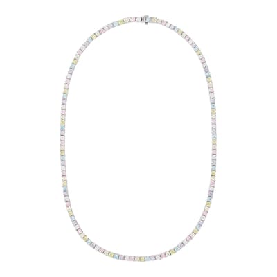Silver Pastel Rainbow Tennis Necklace