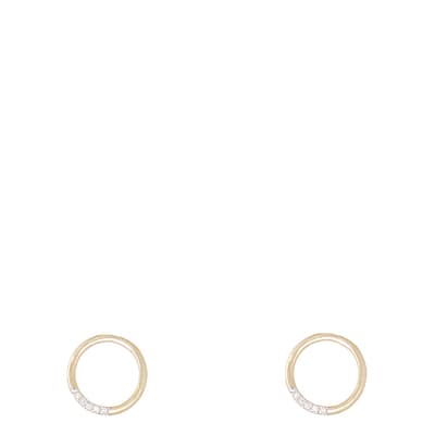 Yellow Gold circle Diamond Earrings