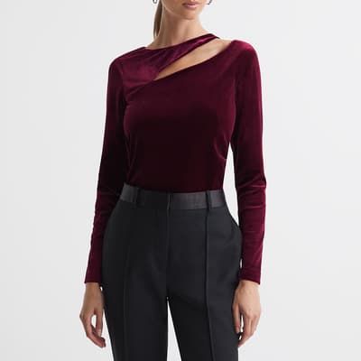 Berry Mila Cut Out Long Sleeve Top