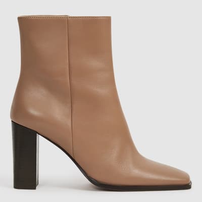 Camel Casey Leather Heeled Boots
