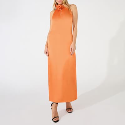 Orange Twist Neck Dress