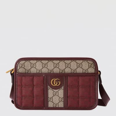 Gucci Red And Brown Mini GG Canvas Mini Shoulder Bag