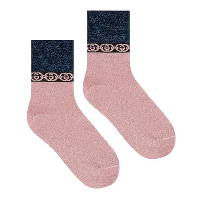 Gucci Pink Interlocking G Chain-Trimmed Socks