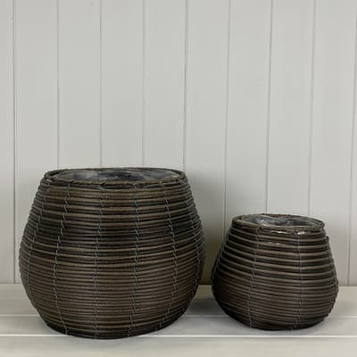 Set of 2 Faux rattan baskets