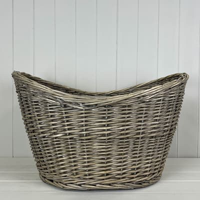 Willow Oval scooped basket with handle holes