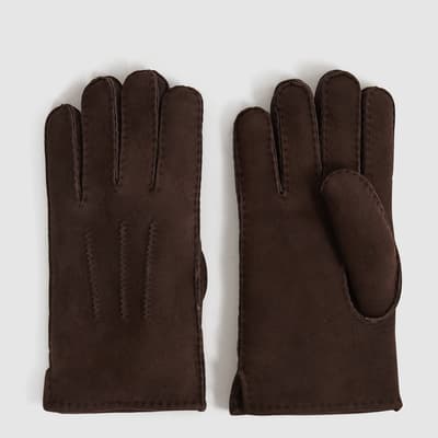 Brown Aragon Shearling Leather Gloves