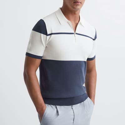 Blue Rome Half Zip Cotton Blend Polo Shirt 