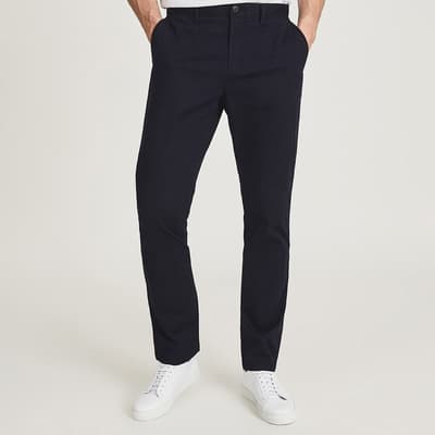 Navy Pitch Slim Fit Cotton Blend Chinos
