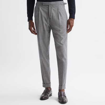 Navy Arcade Puppytooth Trousers