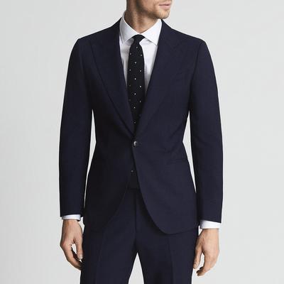 Navy Peak Wool Blazer 