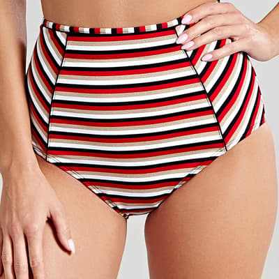 Multi Stripe Summer High Waist Bikini Brief