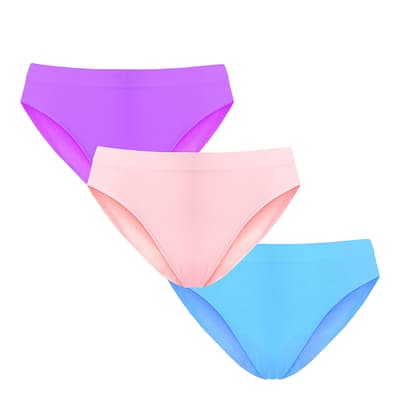 Purple Pink Blue 3 Pack Seamless Slip
