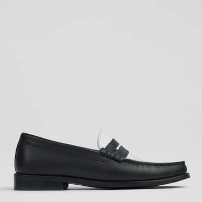 Black/White Leather Solo Loafers 