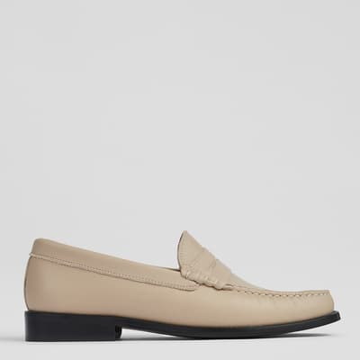 Beige Leather Solo Loafers