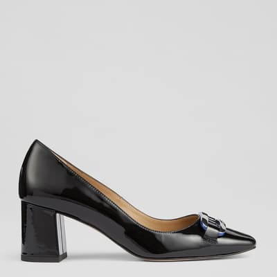 Black Leather Carpella Court Heel 