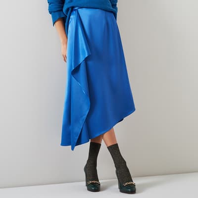 Blue Zoe Frill Midi Skirt