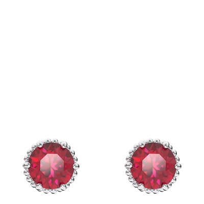 Red July Birthstone Stud Earrings