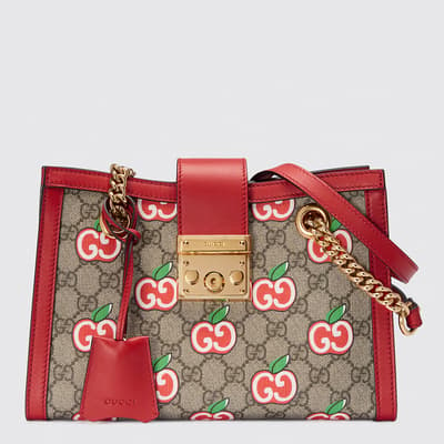 Gucci Padlock GG Supreme Red Apple Small Shoulder Bag