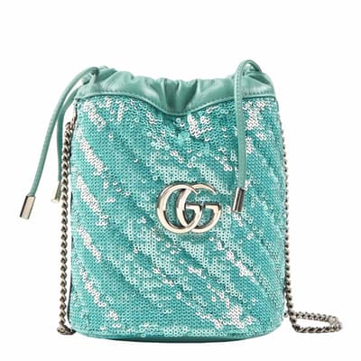 Gucci Blue Sequin Mini GG Marmont Shoulder Bag