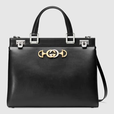 Gucci Black Zumi Smooth Leather Medium Top Handle Bag