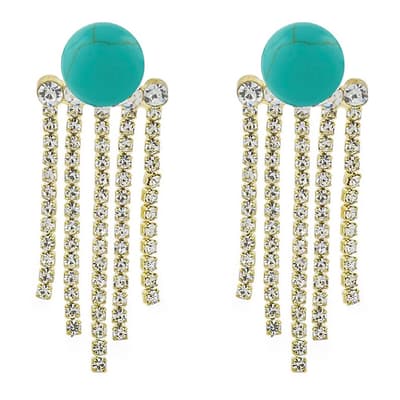 18K Gold Turquoise  Embellished Chandelier Earrings