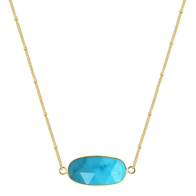 18K Gold Turquoise Oval Necklace