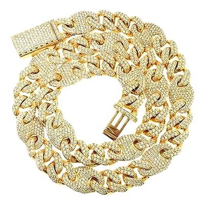 18K Gold Fancy Link Cz Necklace