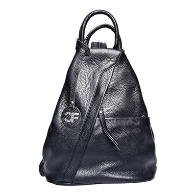 Black Italian Leather Backpack