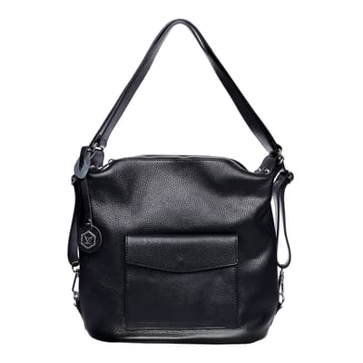 Black Italian Leather Shoulder Bag