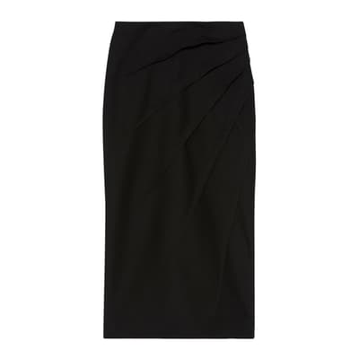 Women's Black Wool Midi Skirt                                   