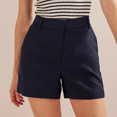 Navy Linen Shorts